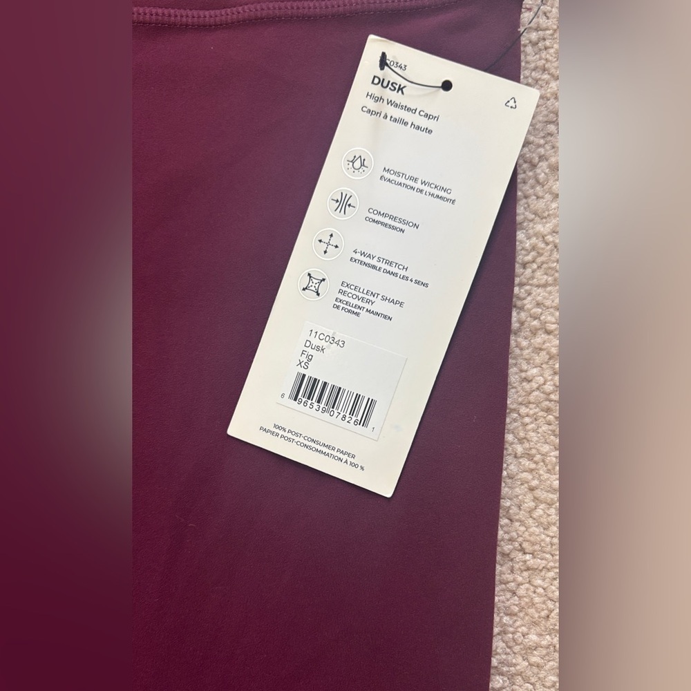 MPG Purple/FIG High-Waist Capri Leggings | Size XS | NWT - Picture 8 of 8